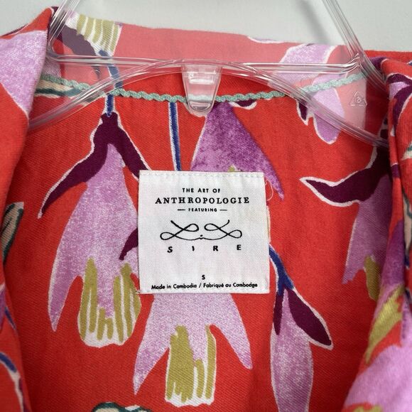 Anthropologie Sire Size S Multicolor Floral Long Sleeve Pajama Top Cotton Modal - Picture 2 of 6